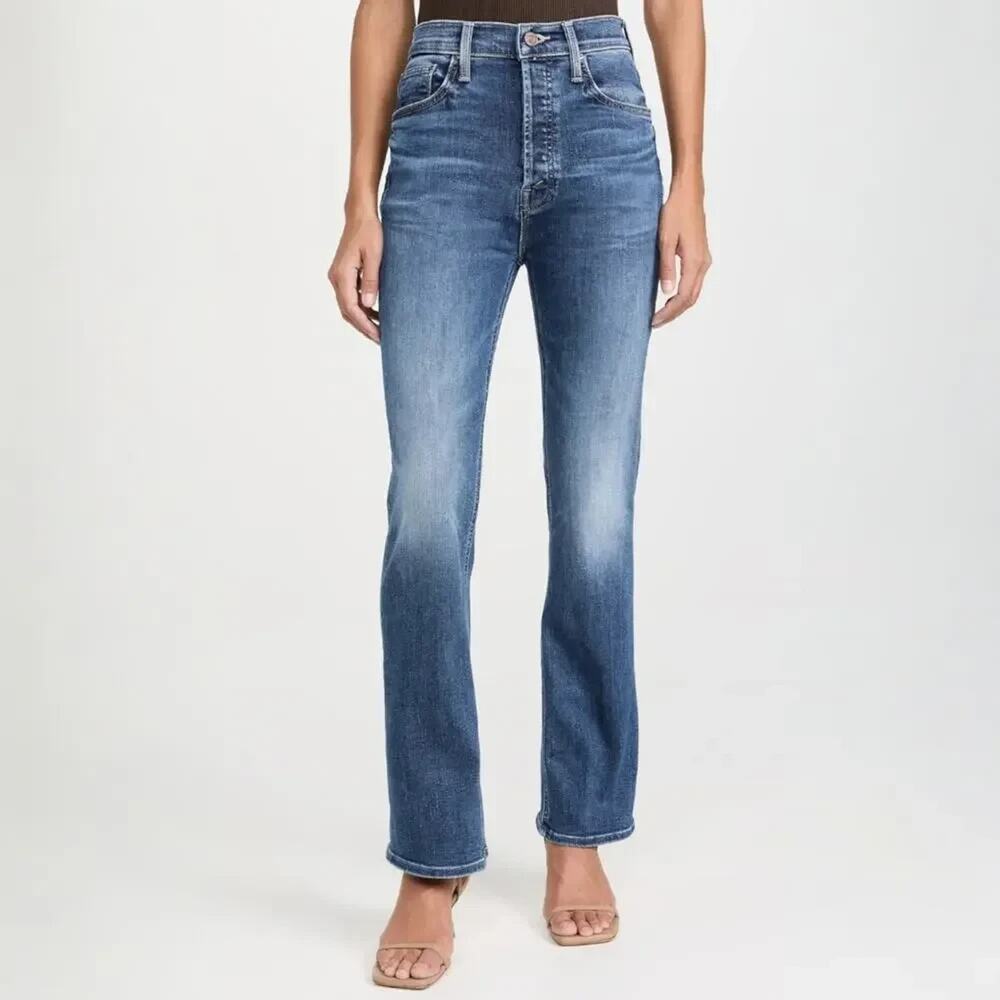 MOTHER The Tripper Flood Sixth Sense High Rise Straight Leg Blue Denim Size 30